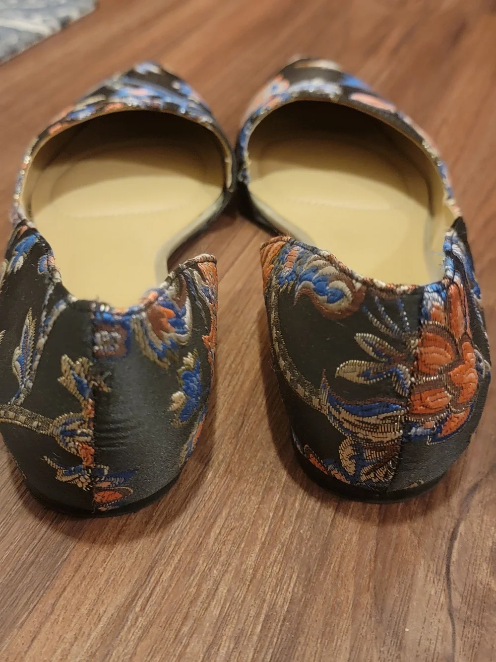 Naturalizer Black Floral Pointed Toe D'Orsay Flats - Picture 3 of 4
